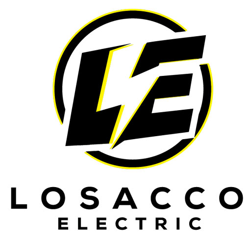 A logo for Losacco Electric, featuring bold initials "LE" with a circular design, and the text "Losacco Electric" below it.